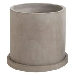 Marta Pot - Heavy Concrete Cylinder Wide Saucer