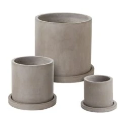 Marta Pot - Heavy Concrete Cylinder Wide Saucer -Cloud-Hidden Plants s753278155256112669 p1203 i4 w1500