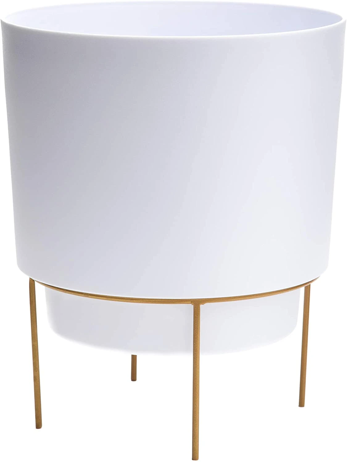 Bloem Hopson Planter With Metal Stand - Casper White - 10" Diameter 1 Bloem Hopson Planter With Metal Stand - Casper White - 10" Diameter