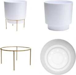 Bloem Hopson Planter With Metal Stand - Casper White - 10" Diameter 5 Bloem Hopson Planter With Metal Stand - Casper White - 10" Diameter -Cloud-Hidden Plants s753278155256112669 p1255 i3 w1500