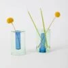Block Design - Reversible Glass Vase - Small -Green And Blue