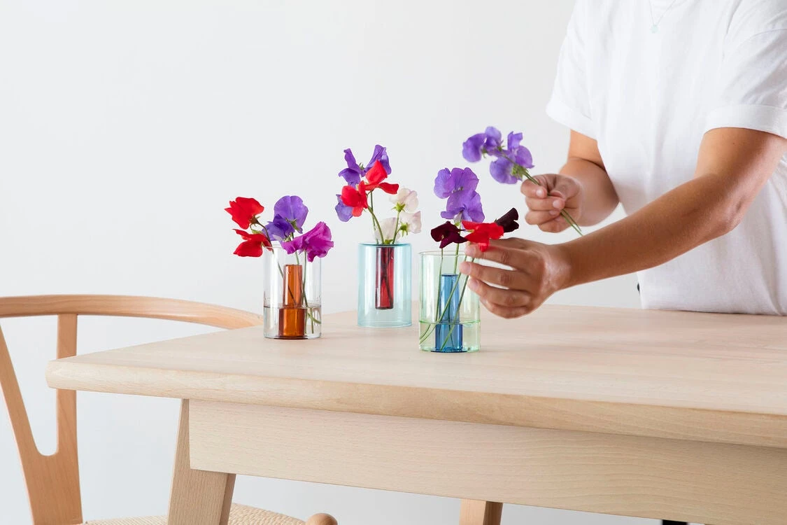 Block Design - Reversible Glass Vase - Small -Green And Blue 3 Block Design - Reversible Glass Vase - Small -Green And Blue - Image 3