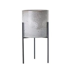Veranda Speckled Ceramic Pot With Metal Stand