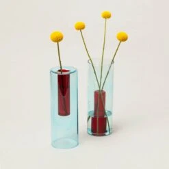 BLOCK DESIGN Reversible Glass Vase - Large- Blue And Red