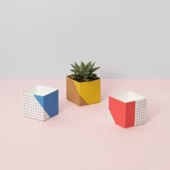 Geometric Plant Pot Cover - Washable Paper