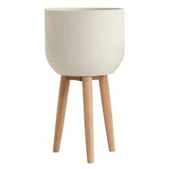Landis Modern Tripod Planter With Wooden Legs