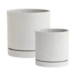 CALLAHAN Large Concrete Speckled Cylinder Pot